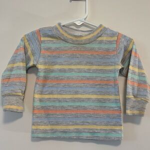 Vintage 80s Health-Tex Gray Pastel Striped Long Sleeve Shirt Baby 12 Months